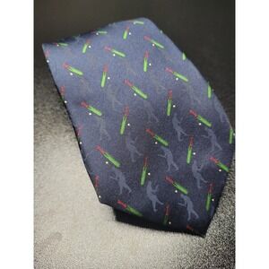 Gucci Men's Necktie Blue Cricket Bat‎ Silk 3.75" x 58" Excellent
